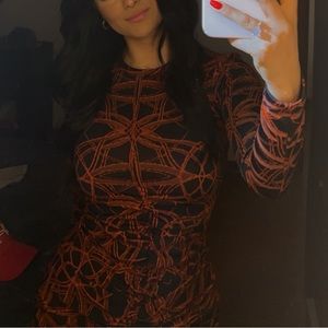 Zara patterned long sleeved mini dress